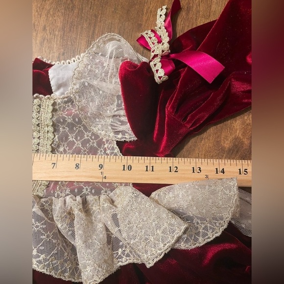 Velvet Lace Ball Gown Dress Toddler Girls 2T TuTu Bow Belt Holiday Traditional - Picture 12 of 14